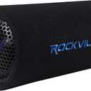 Rockville RTB65A 6.5" Powered Subwoofer Bass Tube, 300W Peak, Deep Bass, Built-In Amp, MP3 Input, Crossover, Vented Enclosure, Perfect for Car Audio