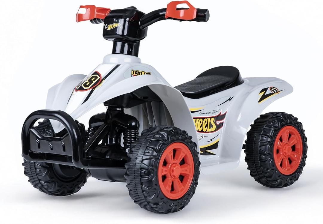 Hot Wheels - 6V ATV Quad for Kids, Powerful and Safe Ride-On Toy with Rechargeable Battery, Forward and Reverse Driving, Max Weight Capacity of 55 LBS, Ages 2-3 Years