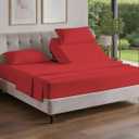 Flex Top Split Head King 4 Piece Sheet Set - Comfy Breathable & Cooling Bed Sheets Set - Hotel Luxury Bedding for Women, Men, Kids, Teens, Boys and Girls - Deep Pockets, Ultra-Soft & Oeko-Tex - Red