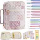 Bible Cover Case for Women Large Bible Cover Bag Quilted Bible Carrying Case for Girls Bible Study Supplies Accessories Christian Gifts for Women (Purple Floral, Large)