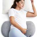 Momcozy Portable Pregnancy Pillow Memory Foam W Shaped Maternity Great Support for Side Sleepers, Adjustable Travel Wedge Pillow for Back, Belly, and Hip Relief, Ideal for Pregnant Women, Grey