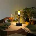 Black Rechargeable Cordless Table Lamp,Portable Modern LED Night Light,Battery Operated Lamp,3 Color Stepless Dimming Up,for Restaurant/Bedroom/Bars/Outdoor Party/Camping/Coffee Shop