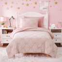 Wink Deer Twin Comforter Set with Sheets for Girls-5 Pieces Twin Bedding Sets with Pink Comforter, Sheets, Pillowcase & Sham for Kids (Pink Diamond, 66" X 86")
