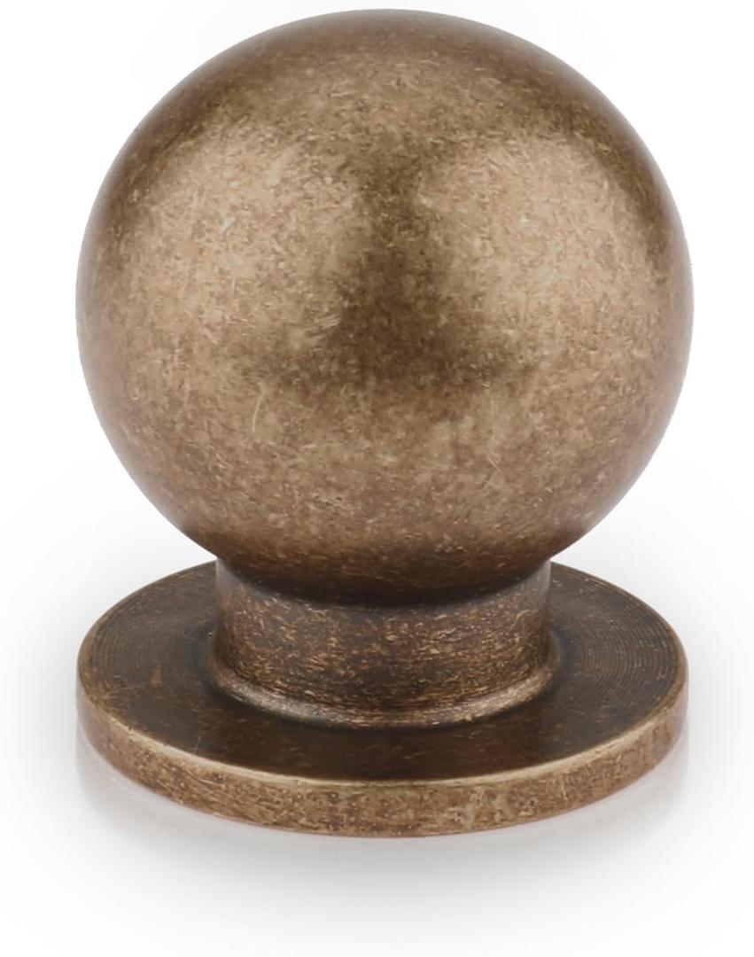 10 Pack Antique Brass Cabinet Knobs 1 Inch Round Drawer Knobs for Kitchen Bathroom Bedroom