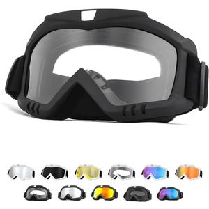 Dirt Bike Goggles, Windproof ATV Off-Road Goggle, Wide Vision Riding Motorcycle Goggles, Motorcycle Accessories (Black-Transparent)