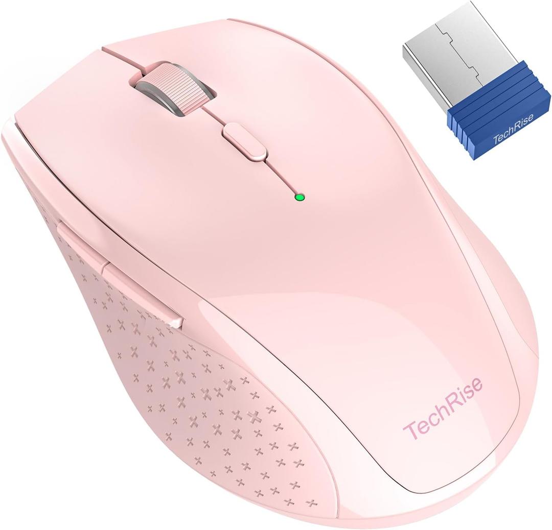 Wireless Mouse - Silent, Ergonomic Optical Mouse with Nano Receiver, 30 Months Battery Life for PC, Tablet, Laptop (Pink)