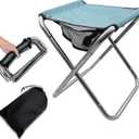 16 Inch Tall Portable Folding Camping Stool - Aluminum Alloy Lightweight Seat With Carry Bag for Fishing, Outdoor Camping, Hiking and BBQ - Red (Blue)