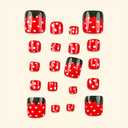 2 x Strawberry Press on Toenails Short Square False Toenails with Design Glossy Red Fake Toe Nails White Dots Stick on Toenail Cute Reusable Summer Glue on Toenail for Women Girls Manicure 24Pcs