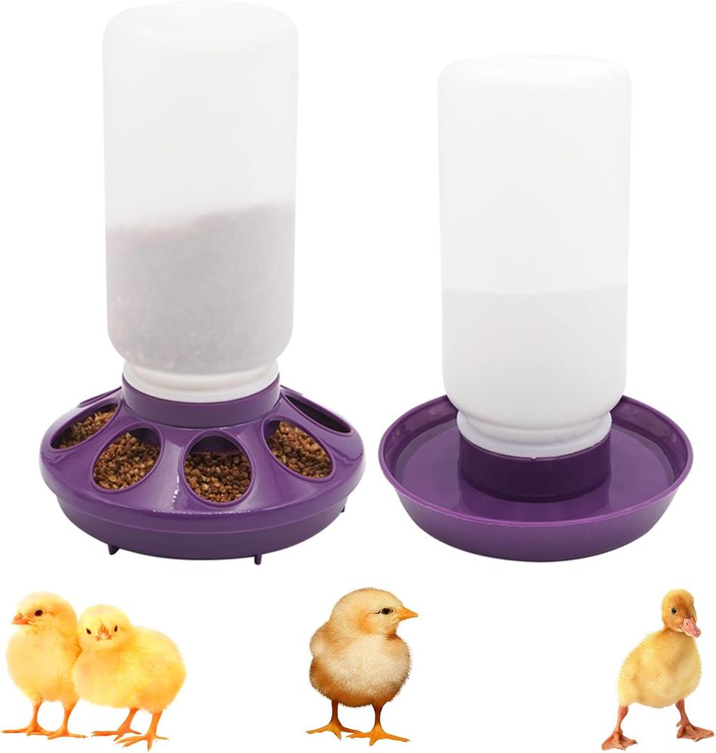2-in-1 Chick Starter Set, 0.3Gal Chick Feeder and Waterer Kit for Baby Chicken Duck Brooder Duck Feeder Quail Feeder Chicken Feeder and Waterer Set