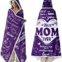 Sherpa Flannel Wearable Blanket Hoodie - Christmas Birthday Gift - Cozy Warmth Hoodie Blankets 70.8" X 47.3" (Mom)