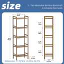 HITNET Bamboo Book Shelf, Tall Narrow Bookcase, Bathroom Shelving Unit 5 Tier Floor Standing Adjustable Bookshelf for Small Spaces, Walnut, 17.72 Inches X 12.4 Inches X 55.9 Inches