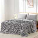 Cozy Bliss Cooling Comforter King Size Seersucker Plaid, Q-Max 0.4 Reversible Lightweight Cooling Blanket, Breathable Silk Smooth Summer Bedding Quilt for Hot Sleepers Night Sweats Dark Grey, King (104''x90'')