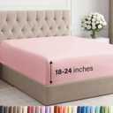 Extra Deep King Fitted Sheet - Hotel Luxury Single Fitted Sheet Only - Easily Fits 18 inch to 24 inch Mattress - Ultra Soft, Wrinkle & Fade Free w/Extra Deep Pockets - Breathable & Comfy - Baby Pink