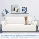 MAXIJIN Super Stretch Couch Cover for 3 Cushion Couch, 1-Piece Universal Sofa Covers Living Room Jacquard Spandex Furniture Protector Dogs Pet Friendly Fitted (Large, White)