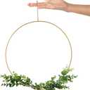 ZOOFOX 4 Pack Metal Floral Hoop Centerpiece with Stand, 12 Inch Large Metal Hoop for Crafts, Wreath Macrame Gold Hoop Rings for DIY Wedding Decor Dream Catcher