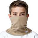 GXCROR Winter Neck Warmer, Reversible Fleece Gaiter Scarf, Windproof Face Mask for Men & Women (Khaki (Child))