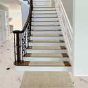 PURE ERA Bullnose Carpet Stair Treads Set Tape Free Non-Slip Indoor Stair Protectors Pet Friendly Rugs Covers Soft Skid Resistant Washable Reusable 9.5" x 30"(2 Pieces,Cream Gray)