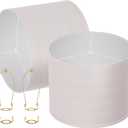 White lamp shades,linen lamp shade,lampshades set of 2 with 2 lamp shade harp,drum lamp shades for table lamps,15" Top X 15" Bottom X 12" H,Spider Fitter, Easy Assembly Required (Beige)