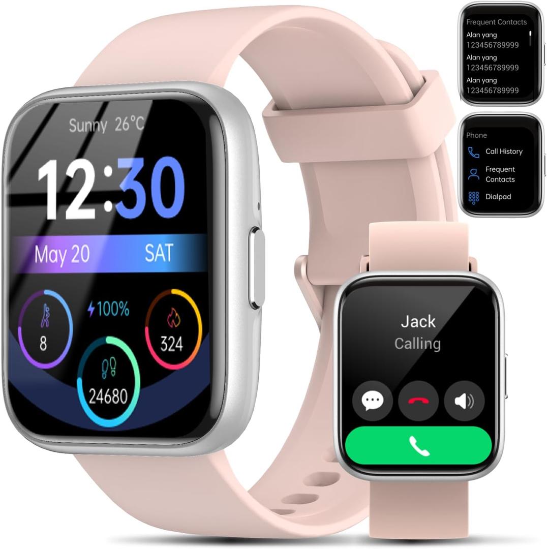 Smart Watch for Men Women - Answer/ Make Calls/ Quick Reply/ AI Voice Assistant, 1.83" for Android iPhone Samsung Compatible IP68 Smartwatch Fitness Tracker Blood (Silver+Pink, 1.83")