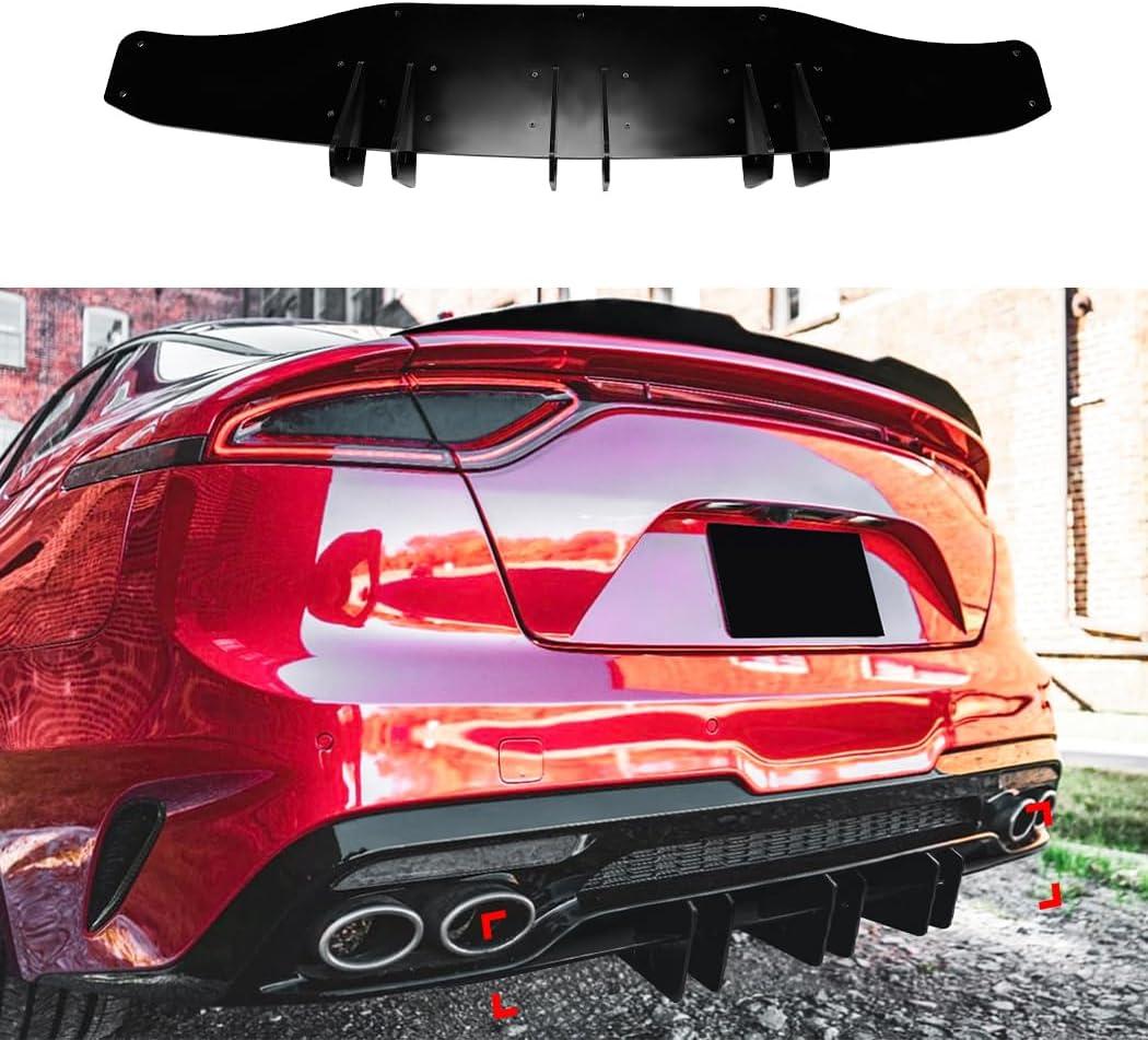 Add-On Rear Bumper Diffuser Valance Splitter Fits for KIA Stinger 2017-2020 Pre-Facelift,Blake Style Rear Diffuser Valance Splitter for KIA Stinger 2017-2020 Pre-Facelift Only