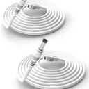 Tonton 2 Pack 10FT 3M DC Power Extension Cable 5.5 mm x 2.1 mm 5521 Male to Female 12V DC Adapter Cord Compatible with CCTV Security IP Camera,Survelliance DVR Standalone,LED Strip,Monitors(White)