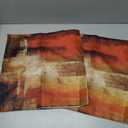 Qahing Burnt Orange Abstract Pillow Covers 18x18 Abstract Rust Art Painting Decorative Throw Pillowcase Modern Artwork Square Couch Cushion Cover for Living Room Sofa Accent Home Decor, Set of 2