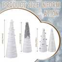 Suzile 4 Pcs Boho Christmas Yarn Tree 10" 8" 7" Christmas Cone Trees Boho Xmas Tabletop Decor Tree for Farmhouse Xmas Holiday Table Centerpiece Winter Mantle Decor