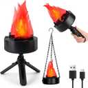 Bestview 3D Fake Fire USB Rechargeable Fake Campfire,Portable LED Effect Light Fake Flame Light, Realistic Simulated Prop Flame Lamp for Halloween Christmas Festival Decoration