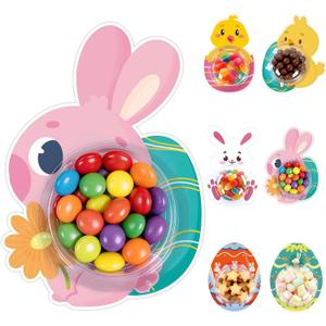 24 Pack Kids Easter Cards for Classroom Exchange - Bubble Gum Machine Design with Round Holders, DIY Bunnies Eggs Chick Candy Cards for School Spring Party Favors, Gifts, Crafts & Rewards (6 Styles)