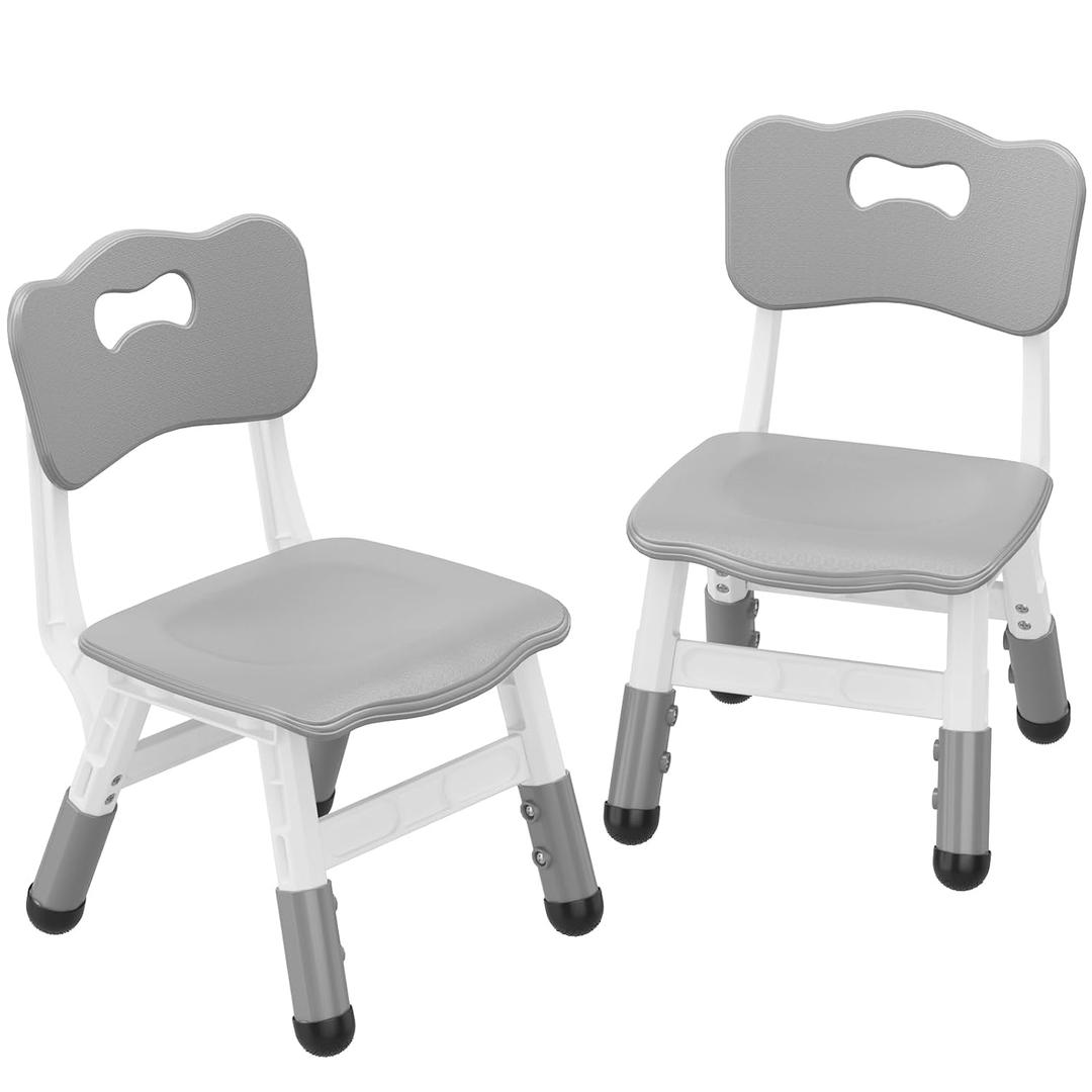 2-Pack Height-Adjustable Kids Plastic Chairs Ergonomic Backrest, Non-Slip Feet,Durable, 82Kg Weight Capacity for Home, Kindergarten, Classroom & Activities