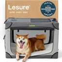 Lesure Shown on TODAY Show Soft Collapsible Dog Crate - 30 Inch Portable Travel Crate for Medium Dogs Indoor & Outdoor, 4-Door Foldable Pet Kennel with Mesh Windows, Grey