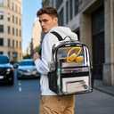 Stadium Approved Clear Backpack, Heavy Duty Transparent Bag for Concerts, Events, College & Workplace - Black