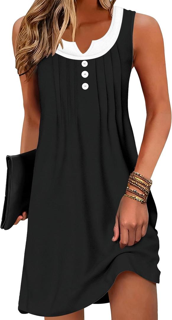 ETCYY NEW Summer Dresses for Women 2026 Casual Sleeveless Sundresses A Line Tank Dress Basic Outfits (Medium)