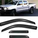 Wensdy 4pcs Side Window Wind Deflectors,Outside Mount Shade Sun rain Guards,Dark Smoke Visors for 2005-2015 Toyota Tacoma Double Cab with 4 Full Size Doors 94056