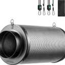 VIVOSUN 6 Inch Air Carbon Filter Smelliness Control with Australia Virgin Charcoal for Inline Fan, Grow Tent Smelliniss Scrubber, Pre-Filter Included, Reversible Flange 6"x 16", Black