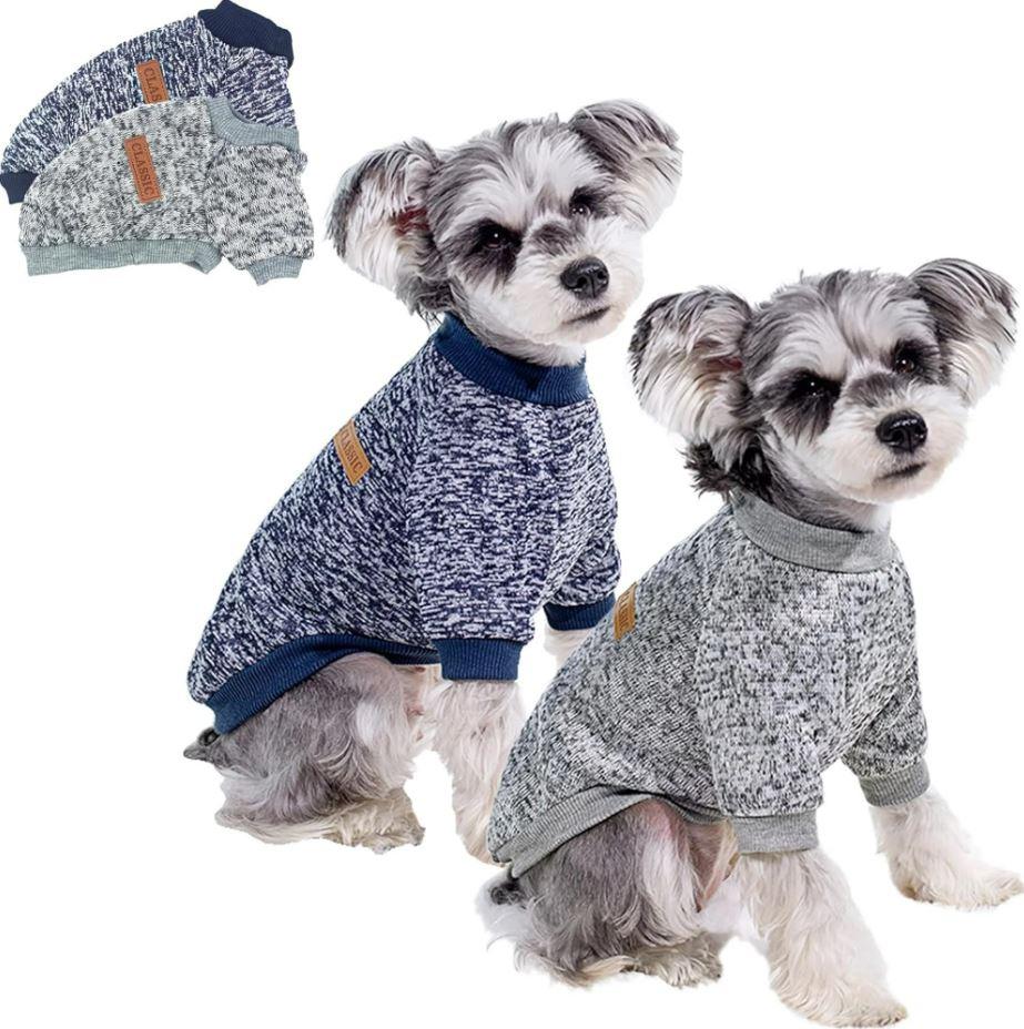 2 Pack Dog Sweaters for Small Dogs Girl Boy Winter Fleece Clothes Warm Soft Dog Sweatshirt Outfit for Dogs Cats Pet Apparel