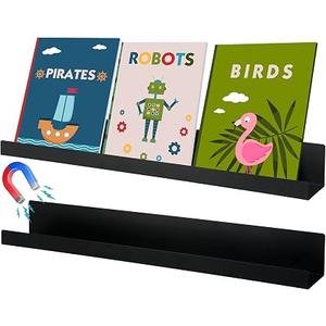 2pcs Magnetic Floating Book Shelf for Whiteboard, 24 x 2.4 x 2 Inch, Black
Metal Floating Bookshelf, No Drill Magnetic Mount, Display Books Frames Organizer, Classroom Teacher Office Desk