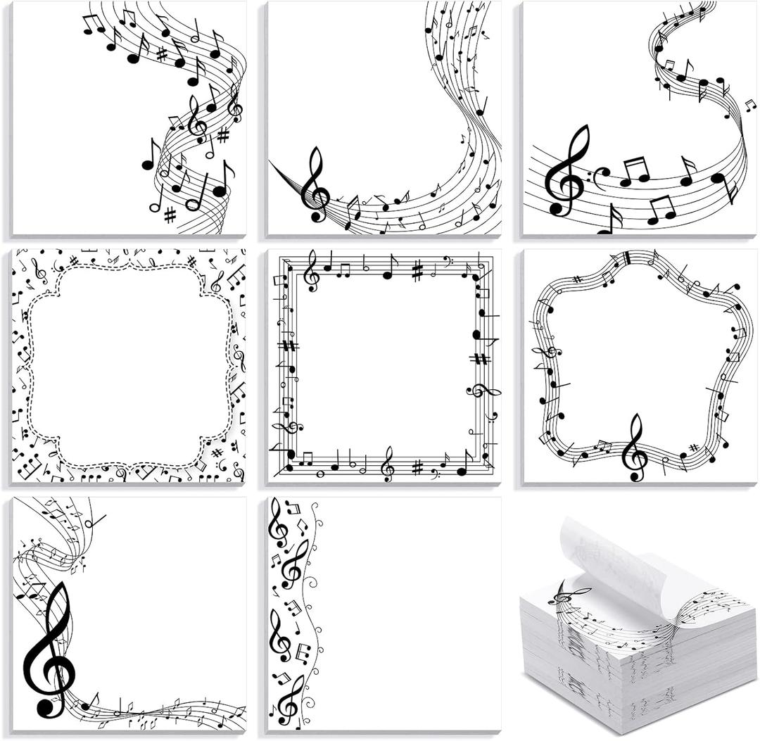 TaoBary 32 Pads/960 Sheets Music Themed Sticky Notes Pads Self Adhesive Musical Writing Notepads Funny Sticky Notes Message Reminder for Back to School Teacher Gift Supplies Student Classroom Award