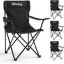 Portable Folding Camping Chair - Heavy Duty Steel Frame Outdoor Chair with Side Cup Holder, Breathable Polyester Fabric, Collapsible Camp Chair for Camping, Beach, Picnic, Fishing, 4PCS