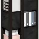 Furinno Viola 3-Tier Book Shelf, Bookshelf, Cube Storage, Dark Oak/Black | Open Shelf Organizer Bookcase, with Storage Bins, 13.6 x 29.3 x 43.8, for Living Room, Bedroom, Home Office