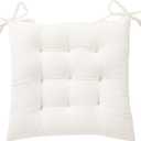 HLOVME Corduroy Chair Cushion with Ties Ultra Soft Warm Floor Cushion for Kids Reading Nook Comfortable Square Seat Cushion for Adult 15.7x15.7, White