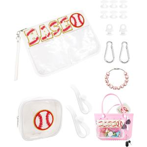 Onism 13PCS Baseball Bag Accessories Set, Clear Insert Snack Pouch Bags, Croc Bag Organizers with Key Holder, Buttons,Charms and chain,Team Gifts, Makeup Cosmetic Bag for Mom Women Girl(Baseball) Onism 13PCS Baseball Bag Accessories Set, Clear Insert Snack Pouch Bags, Croc Bag Organizers with Key Holder, Buttons,Charms and chain,Team Gifts, Makeup Cosmetic Bag for Mom Women Girl(Baseball)