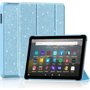 Lainergie Case for 8in Tablet with Auto Wake/Sleep, Blue Glitter