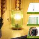 Battery Operated Lamp, Cordless Table Lamp with Timer, Desk Bedside Lamps with LED Warm Light, Glass Small Table Lamp for Bedroom, Bathroom, Living Room, Home Decor - Green