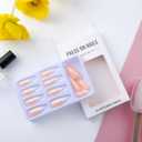 24PCS Pink Almond Press on Nails, Medium Acrylic Full Cover Stick on Nails for Women, Elegant French Nail Tips for Women Manicure, Nail Decoration