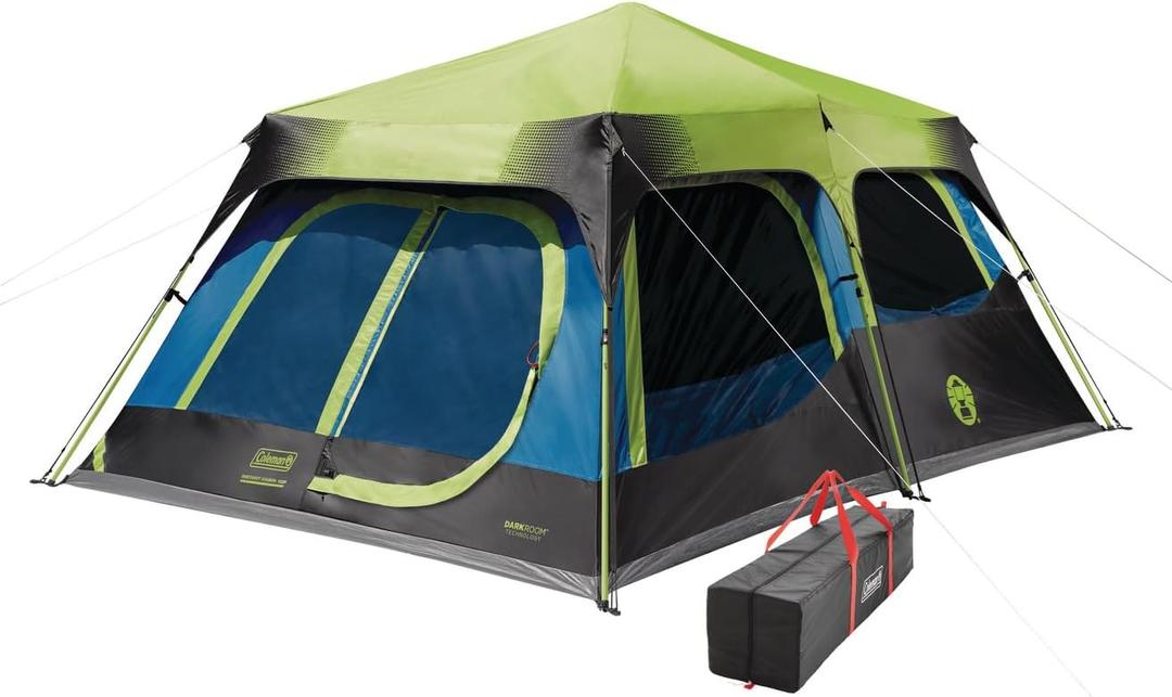 Coleman Instant Camping Tent with 1-Minute Setup, Large Family Tent with Pre-Attached Poles, Air Vent, & Carry Bag, Sets Up in About 60 Seconds (PFAS-Free, 10-person Dark Room)