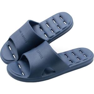 Shower Slipper, Quick Drying Non-Slip Slippers, Bathroom House and Pool Sandals, in-Door Slipper for Gym, Soft Sole (L 8-9 US Men / 8-9 US Women, Navy Blue)