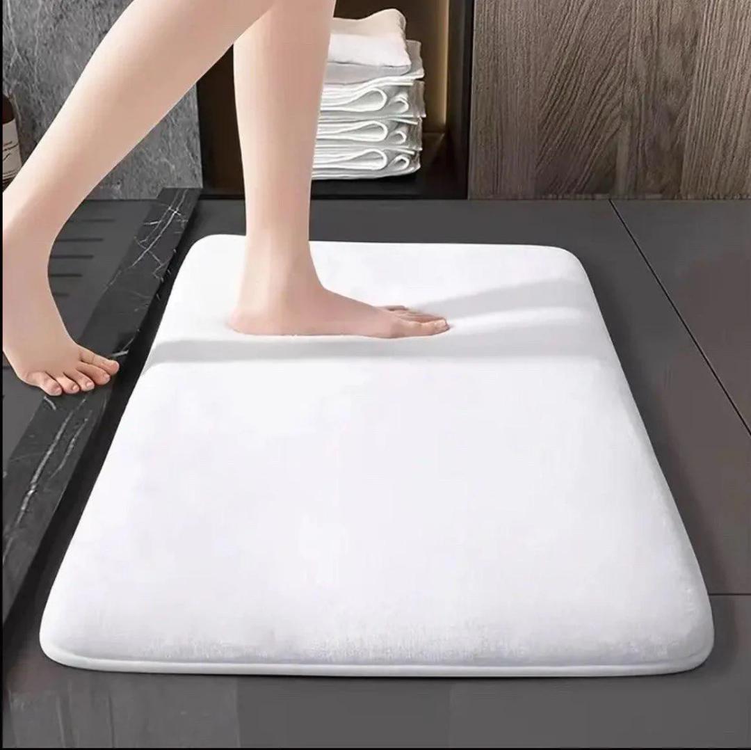 Memory Foam Bath Mat, 47" x 20", Ultra Soft and Non-Slip Bathroom Rugs, Water Absorbent and Machine Washable Bath Rug Runner for Bathroom, Shower, and Tub, White