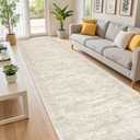 Washable Runner Rug 2.5x12, Non-Slip Long Bathroom Rugs Runner for Kitchen, Living Room, Bedroom, Soft Vintage Washable Rug for Entryway, Thin Floor Mat for Dining Room(2.5'x12', Beige/Ivory)