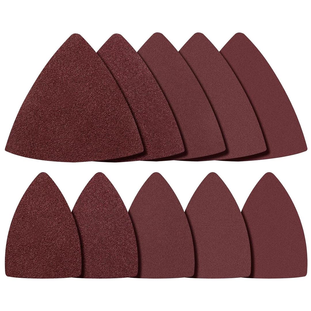 4 x 100 Pcs Mouse Detail Sander Sandpaper, Oscillating Multi Tool Sanding Pads, 3-1/8 inch & 2 Inch Triangular Sanding Sheets Kit, Assorted 60/80/120/180/240 Sanding Pads for Mouse Sander